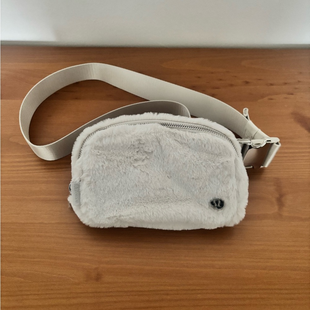 Light Gray Faux Fur Lululemon Belt Bag